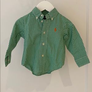 Ralph Lauren Baby Green Check Dress Shirt 9M